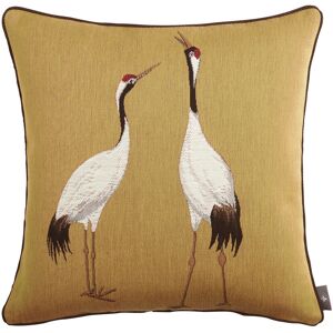 Art de Lys Coussin tapisserie deux grues blanches made in france jaune 48x48 Jaune 48x48x48cm