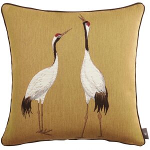 ART Coussin tapisserie deux grues blanches made in france jaune 48x48