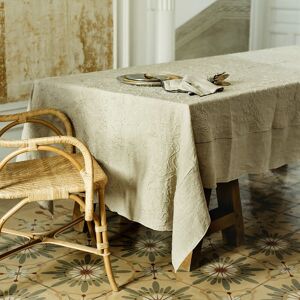 Lo de Manuela Nappe brodée lin pur lavé cachemir beige 170x250 cm