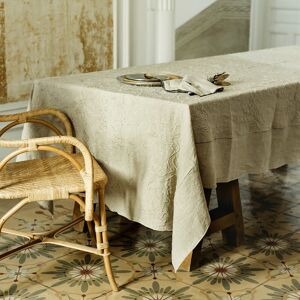 Lo de Manuela Nappe brodée lin pur lavé cachemir beige 170x300 cm