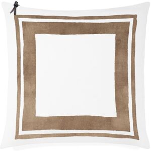 Lo de Manuela Coussin coton lavé blanc/taupe 50x50