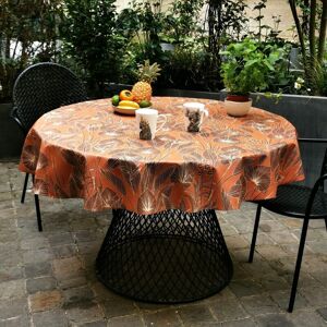 Fleur de Soleil Nappe enduite marron ovale 160 x 200 cm