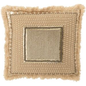 LANADECO Coussin coton beige/blanc 45x45