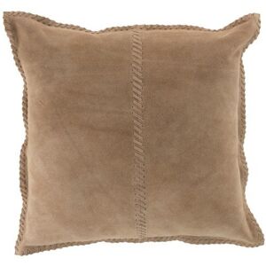 LANADECO Coussin carré cuir beige 44x44 Marron 44x9x44cm