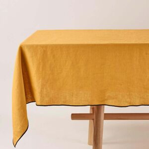 Madura Nappe rectangulaire en Coton Ocre et bourdon noir 170x320 cm