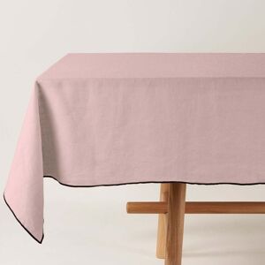 Madura Nappe rectangulaire en Coton Rose poudré et bourdon noir 170x250 cm - Publicité