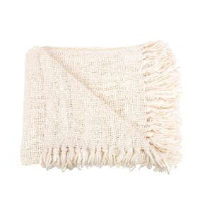 Bazar Bizar Plaid en coton crème Blanc 130x1x170cm