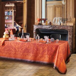 Garnier Thiebaut Nappe carree antitache deperlant pur coton rouge 174x174 cm Orange 174x1x174cm