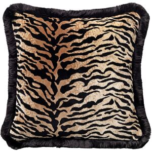 Hoii Coussin beige en velours 45x45 cm avec imprimé animalier