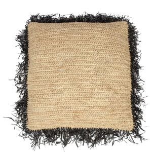 Bazar Bizar Coussin en raphia naturel noir 60x60