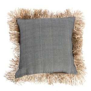 Bazar Bizar Coussin en coton et raphia noir naturel 60x60