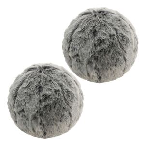 Icon Lot de 2 coussins ronds en fausse fourrure gris loup