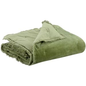 Vivaraise Plaid uni en coton olive 135 x 200