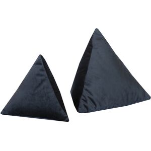 MX HOME Lot de 2 coussins pyramide en velours Noir