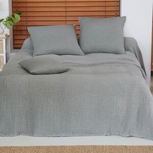 Becquet Jete de lit 230x250 gris perle en coton