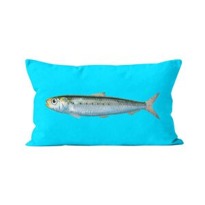 Artpilo Coussin imprime deco poisson velours bleu