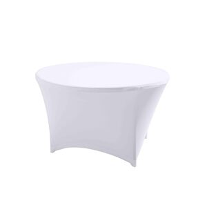 Oviala Business Nappe housse élastique pour table ronde 150cm blanche