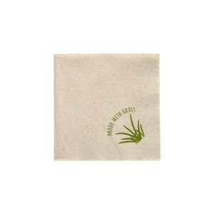 Papstar 4 lots de 250 Serviettes, 2 plis pliage 1/4 24 cm x 24 cm naturel avec morceaux d'herbe