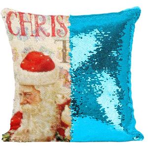 Non communiqué Fabulous Coussin avec Housse Sequin - Paillettes Turquoise Pere Noel Cadeau Christmas Time [40 x 40 cm] Turquoise - Publicité