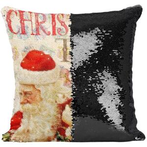 Non communiqué Fabulous Coussin avec Housse Sequin - Paillettes Noir Pere Noel Cadeau Christmas Time [40 x 40 cm] Noir - Publicité