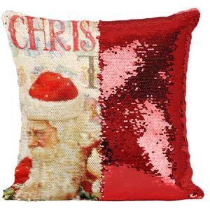 Non communiqué Fabulous Coussin avec Housse Sequin - Paillettes Rouge Pere Noel Cadeau Christmas Time [40 x 40 cm] Rouge - Publicité