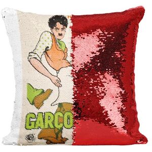 Non communiqué Fabulous Coussin avec Housse Sequin - Paillettes Rouge Garçon de Café Chalie Chaplin [40 x 40 cm] Rouge - Publicité