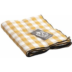 Nappe Bourdon - Toile Mimi Vichy ocre noir - 145x145 - En direct de Maison de Vacances (Paris)