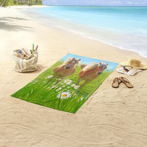 437539 Good Morning Serviette de plage HORSES 75x150 cm Multicolore - Publicité