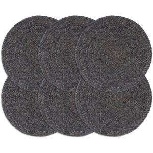 133837 vidaXL Napperons 6 pcs Gris foncé Plain 38 cm Rond Jute - Publicité