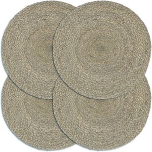 133838 vidaXL Napperons 4 pcs Gris Plain 38 cm Rond Jute - Publicité