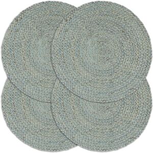 133840 vidaXL Napperons 4 pcs Vert olive Plain 38 cm Rond Jute - Publicité