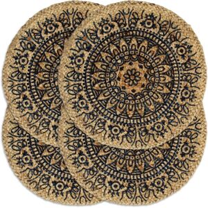 133870 vidaXL Napperons 4 pcs Bleu foncé 38 cm Rond Jute - Publicité