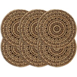 133873 vidaXL Napperons 6 pcs Marron foncé 38 cm Rond Jute - Publicité