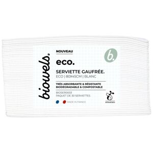 Biowels Serviettes gaufrées blanches biodégradables Eco Biowels lot de 30