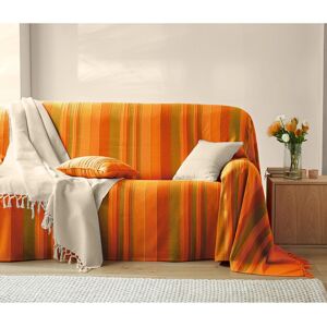 Plaid jete multicolore coton tissage artisanal - Blancheporte Orange Plaid : 150x150cm