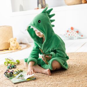 Peignoir de bain enfant dinosaure a capuche microfibre toute douce - BlancheporteRoarrrr meme pas peur de se deguiser en dinosaure avec ce superbe peignoir. Confectionne dans une microfibre a la douceur absolue, il est parfait pour tenir chaud et cocooner