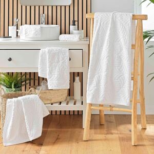 Blancheporte Éponge coton effet jacquard - 450g/m² - Blancheporte Blanc Serviette : 50x90cm