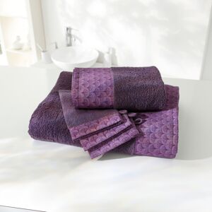 Éponge bouclette 420g/m² liteau imprime ginkgo - Lot 1 Serviette 50x100cm + 1 Gant - Violet - ColombineÉlegante a souhait, cette collection d'eponge absorbante saura vous ravir a la sortie de la douche ou du bain ! Succombez au charme de ses fleurs, car l