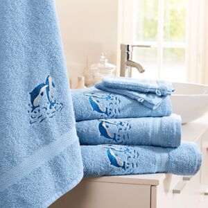 Blancheporte Éponges brodees dauphins Colombine® - Lot - Colombine Bleu Drap de bain : 70x130cm