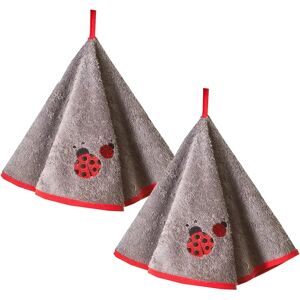 Blancheporte Torchons ronds éponge brodée coccinelle - Blancheporte Gris Lot de 2 torchons : diam 60cm