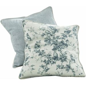 Lot de 2 coussins Emilie, bleu/crème (50 x 50cm)