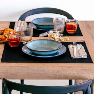 Mobili Fiver Set de table Gioele en coton 35x50, Lot de 2, Noir
