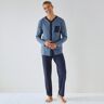 Pyjama coton veste boutonnée - BlancheporteRapide à enfiler et agréable à porter, le pyjama s'offre une veste boutonnée, une maille coton souple et joue avec style le contraste en mode bicolore. Avec son look cocooning, il se porte facilement pour se déte