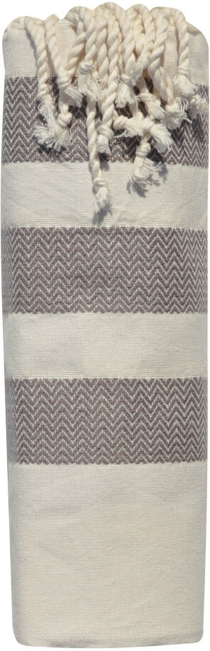 LES POULETTES BIJOUX Fouta Drap Plage et Hammam Coton Beige Trois Bandes Chevrons 100 x 200cm