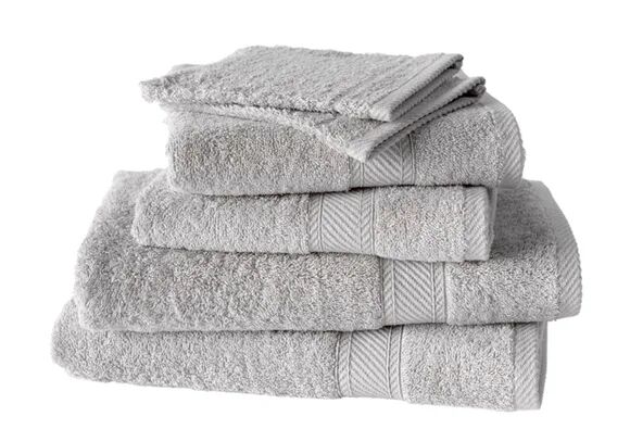 De Witte Lietaer Lot de 4 serviettes + 2 gants éponges uni gris clair