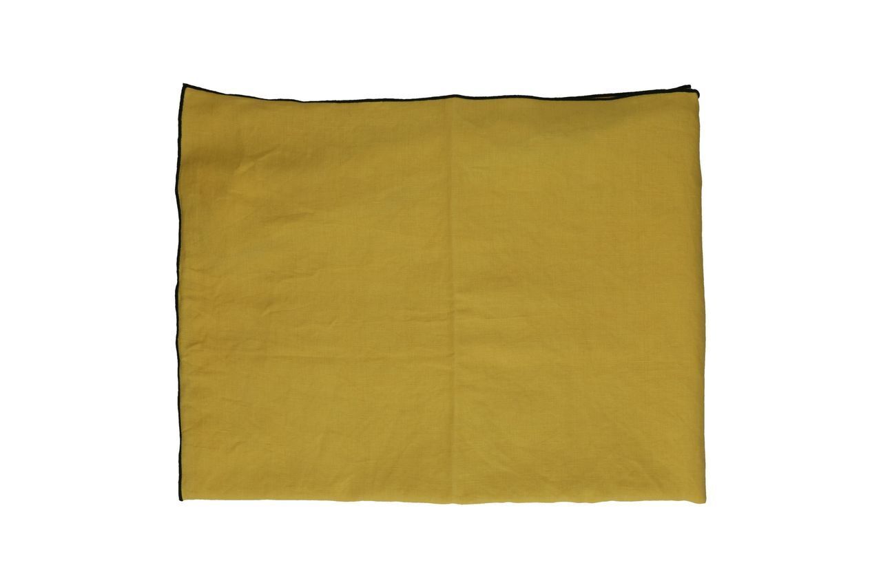 Pomax Nappe Métisse carrée jaune en lin et coton