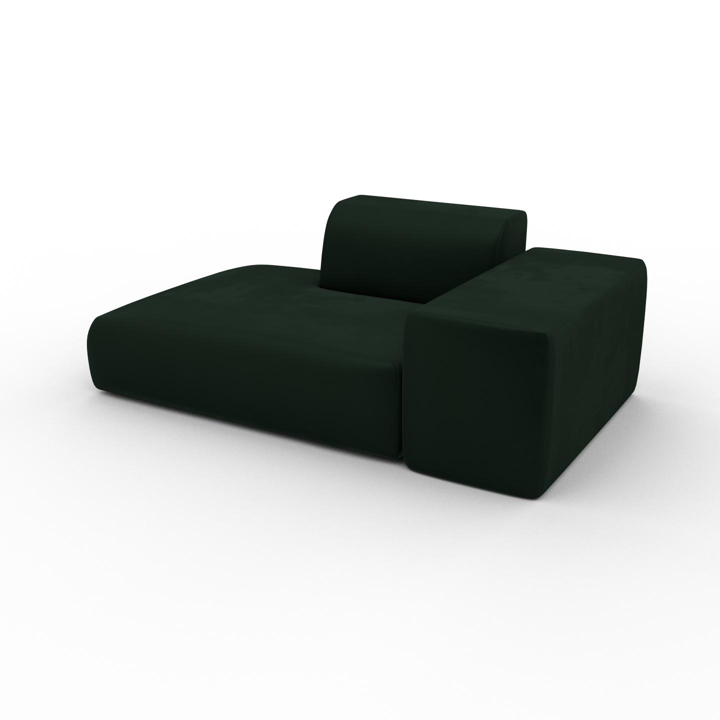 MYCS Canapé Velours - Vert Sapin, forme arrondie, canapé bas et profond pour salon, en tissu sans pieds - 182 x 72 x 107 cm, modulable