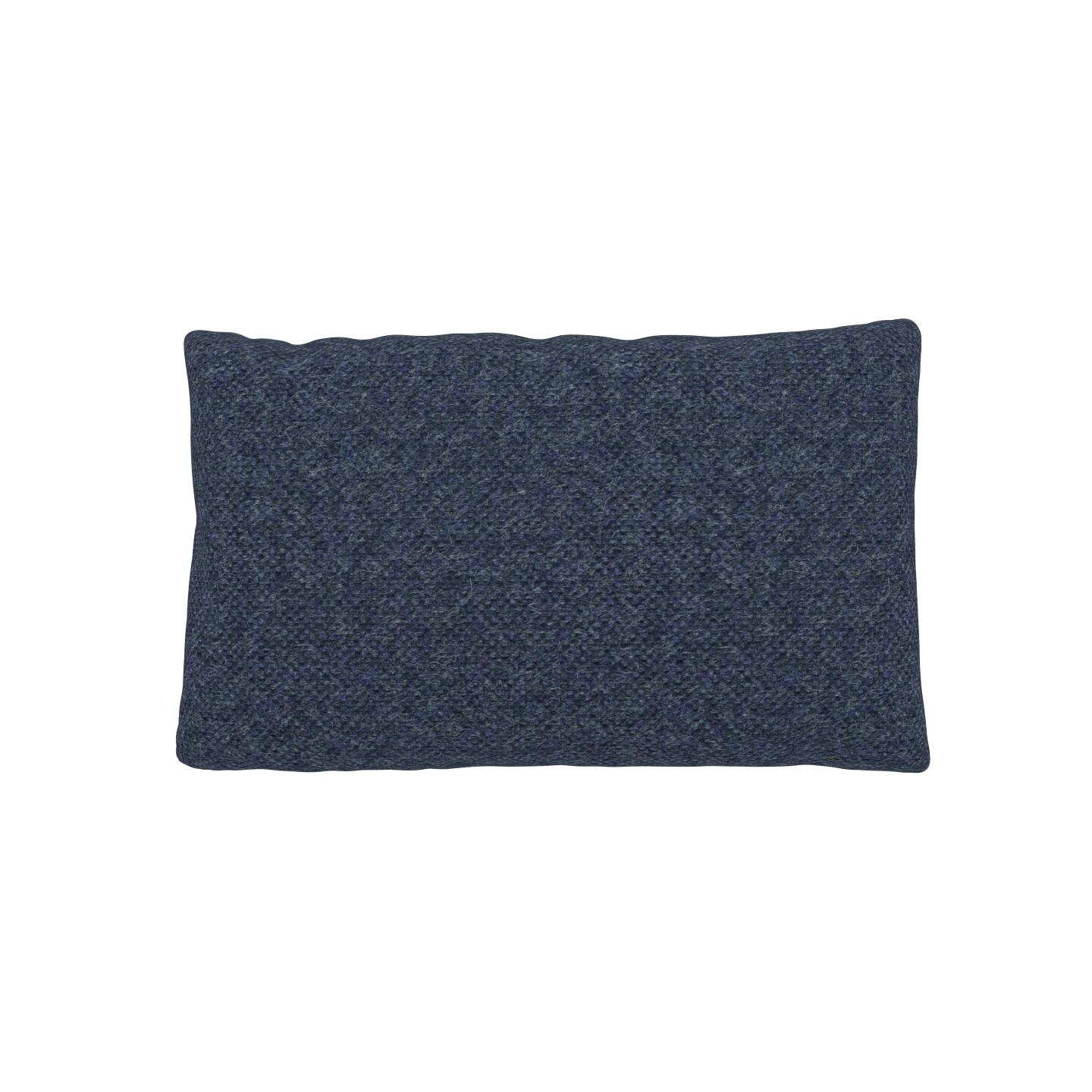 MYCS Coussin Bleu Denim - 30x50 cm - Housse en Laine chinée. Coussin de canapé moelleux