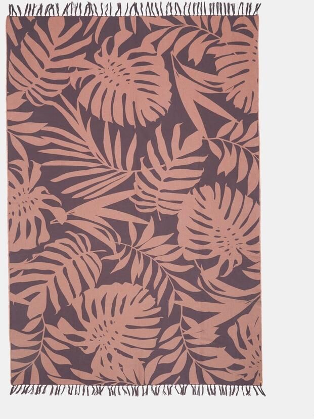 Tentree Organic Cotton Vintage Jungle Woven Towel, Burlwood Pink/Periscope Grey