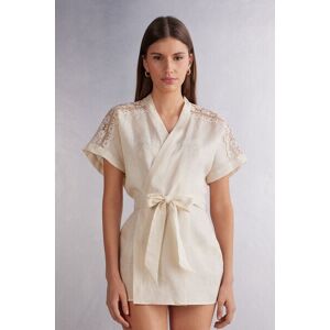 Intimissimi Kimono in Lino e Pizzo Romance Yourself Donna Naturale Taglia M/L